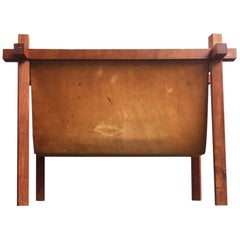 Danish Midcentury Teak and Leather Magazine Rack from Skjode, 1950s