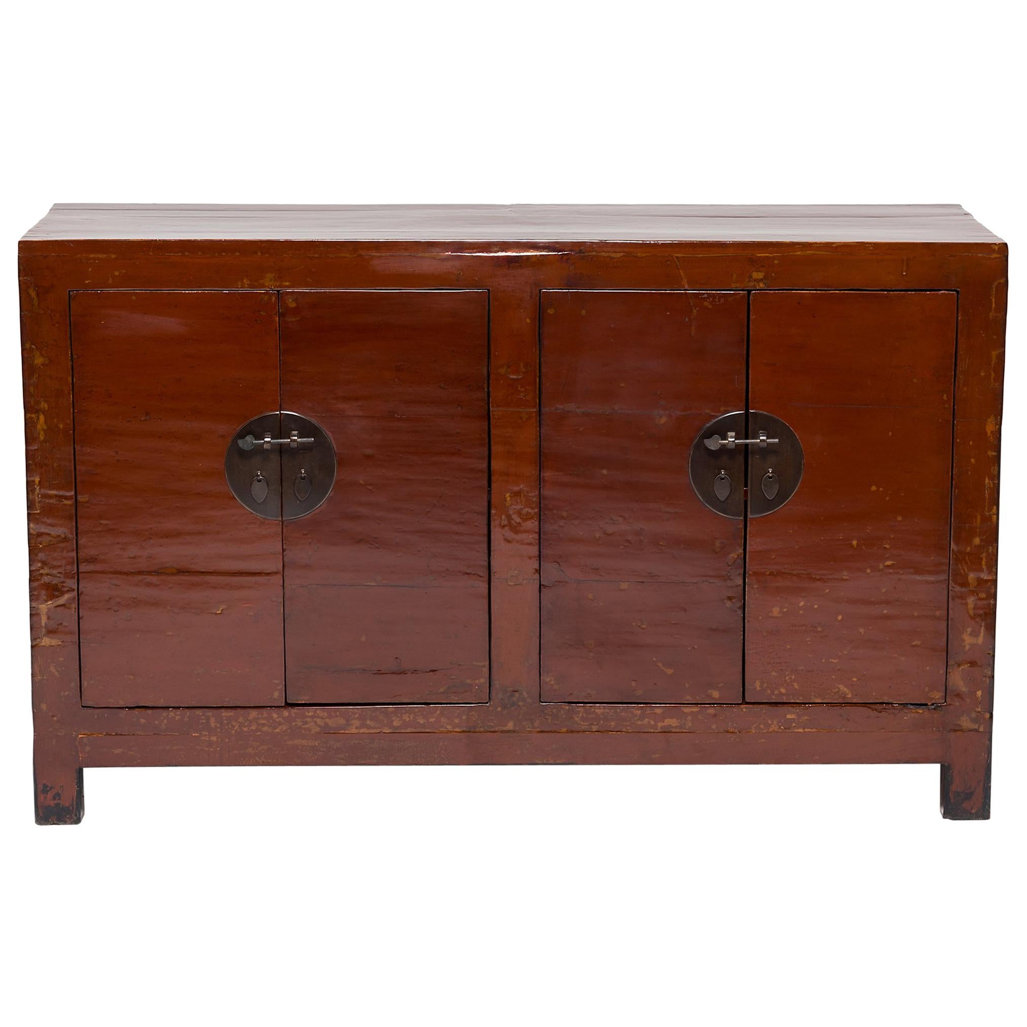 Late 19th Century Chinese Red Lacquer Sideboard