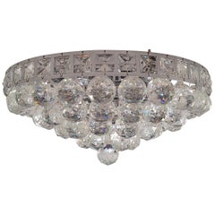 Mondern Chrome Art Deco Crystal Chandelier Lamp Flat Ceiling Flush Mount Neutral
