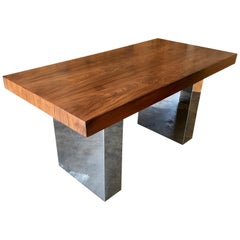 Milo Baughman Style Rosewood and Chrome Table / Desk