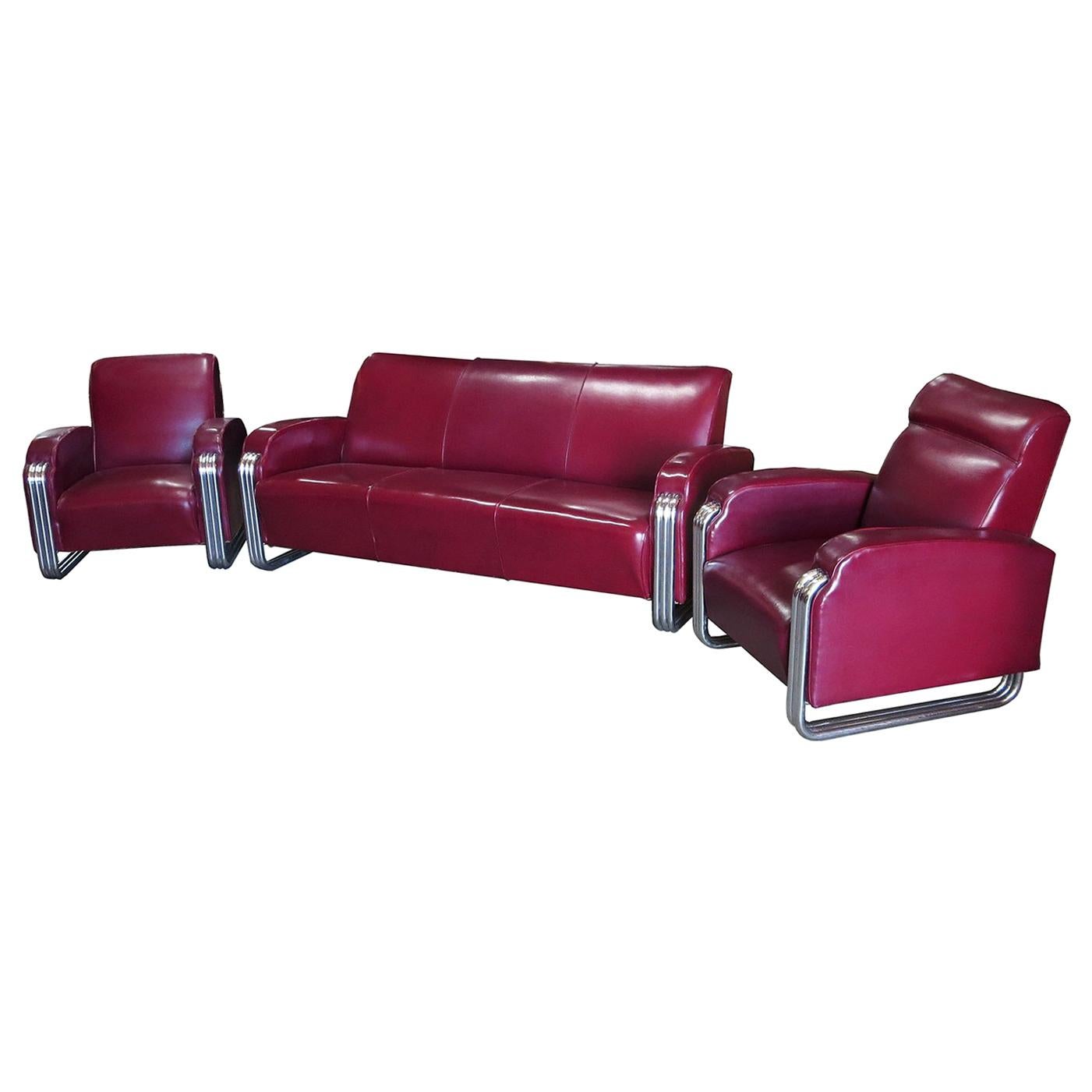 Important Art Deco Sofa Set by KEM Weber for Lloyd Furniture