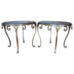 Elegant Gilt and Glass Nightstands or Side Tables
