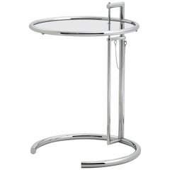ClassiCon Adjustable Table E 1027 in Chrome and Crystal by Eileen Gray