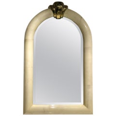 Goatskin and Brass Wall Mirror in the Manner of Karl Springer