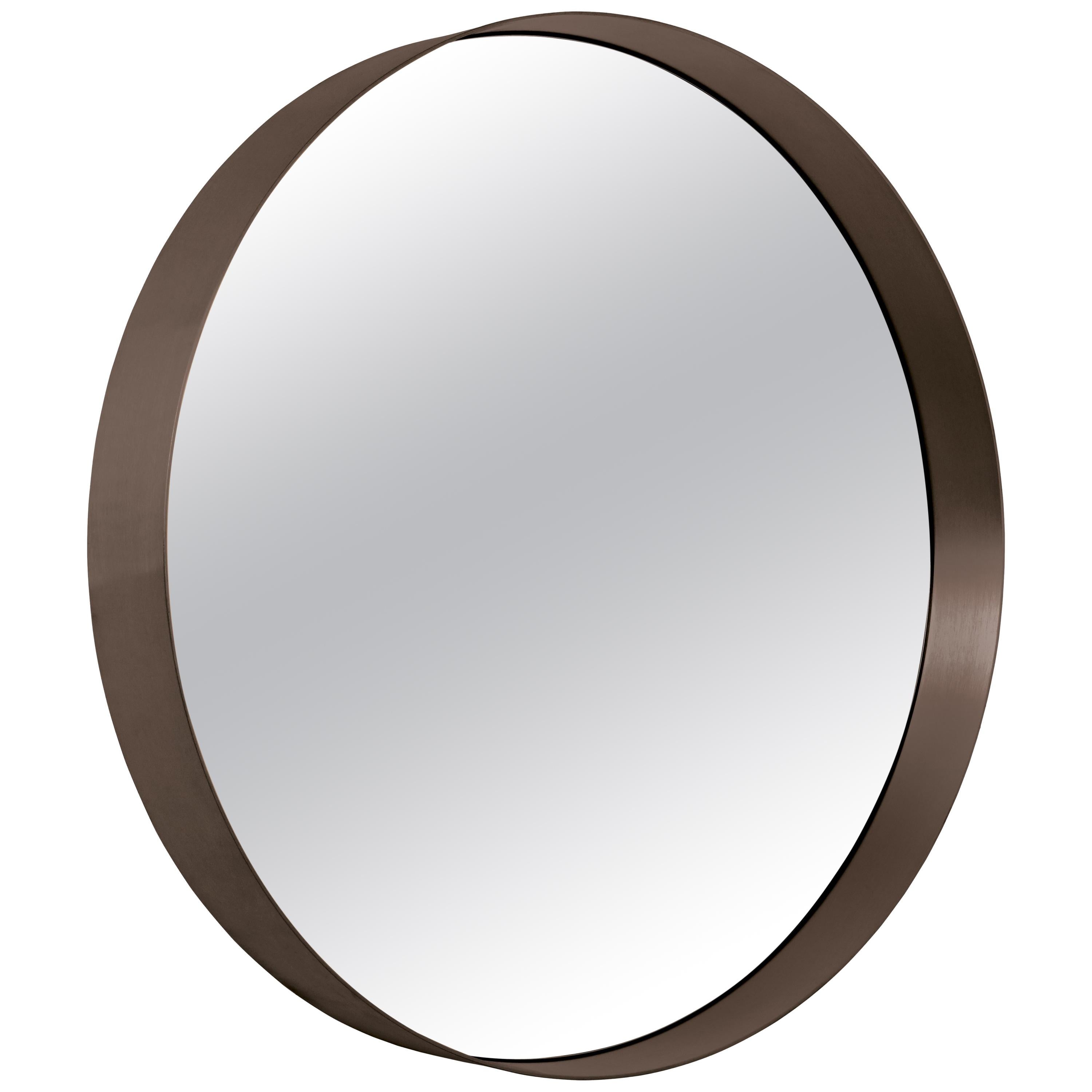 ClassiCon Cypris Round Mirror in Burnished Brass and Smoked Glass by Nina Mair
