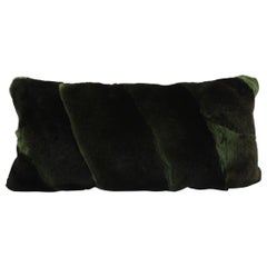 Green Rex Rabbit Fur Pillow Rectangle Lumbur Cushion