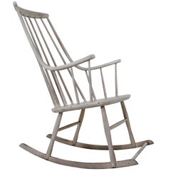 Midcentury Patinated French Rocking Chair, 1950s