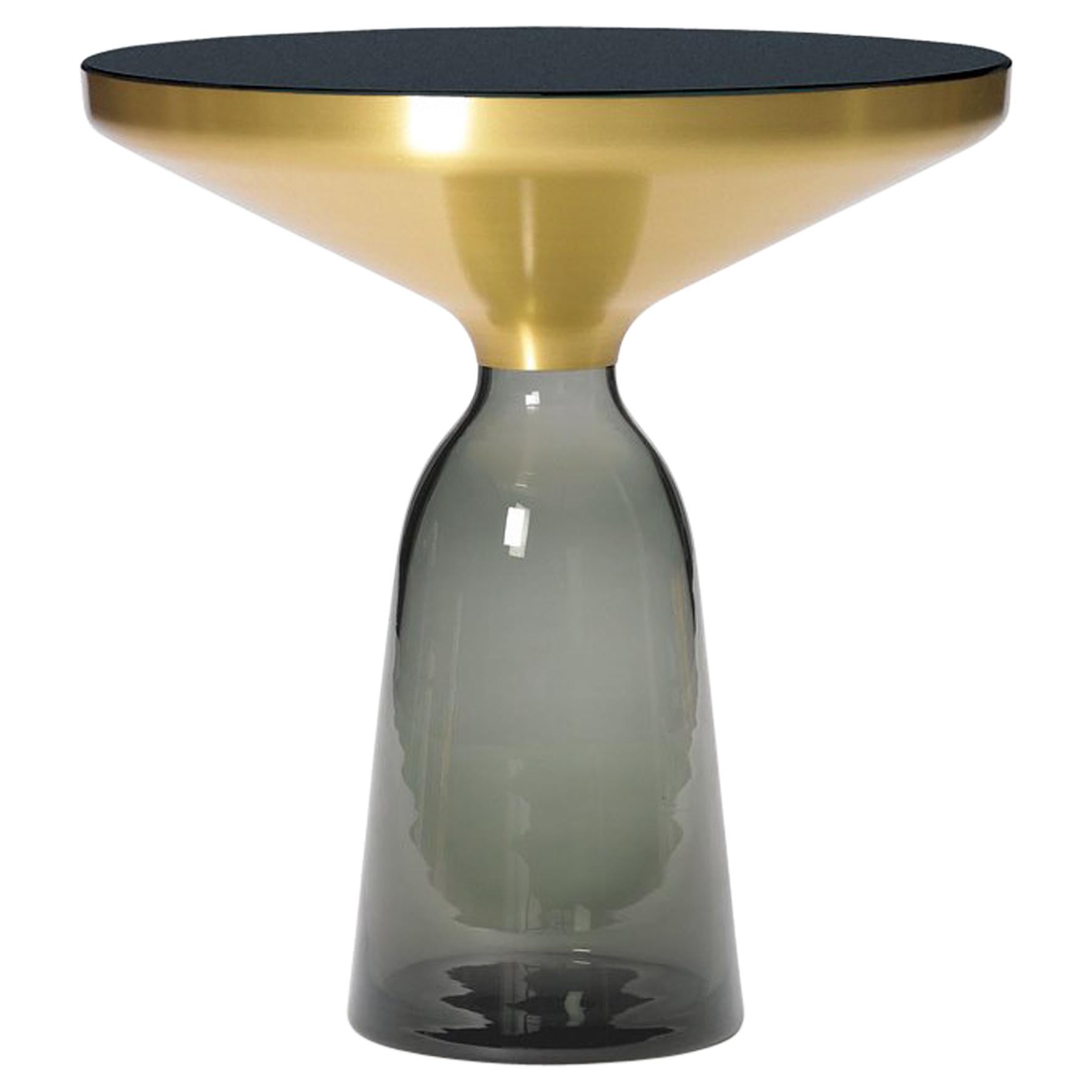 ClassiCon Bell Side Table in Brass and Quartz Grey by Sebastian Herkner For Sale