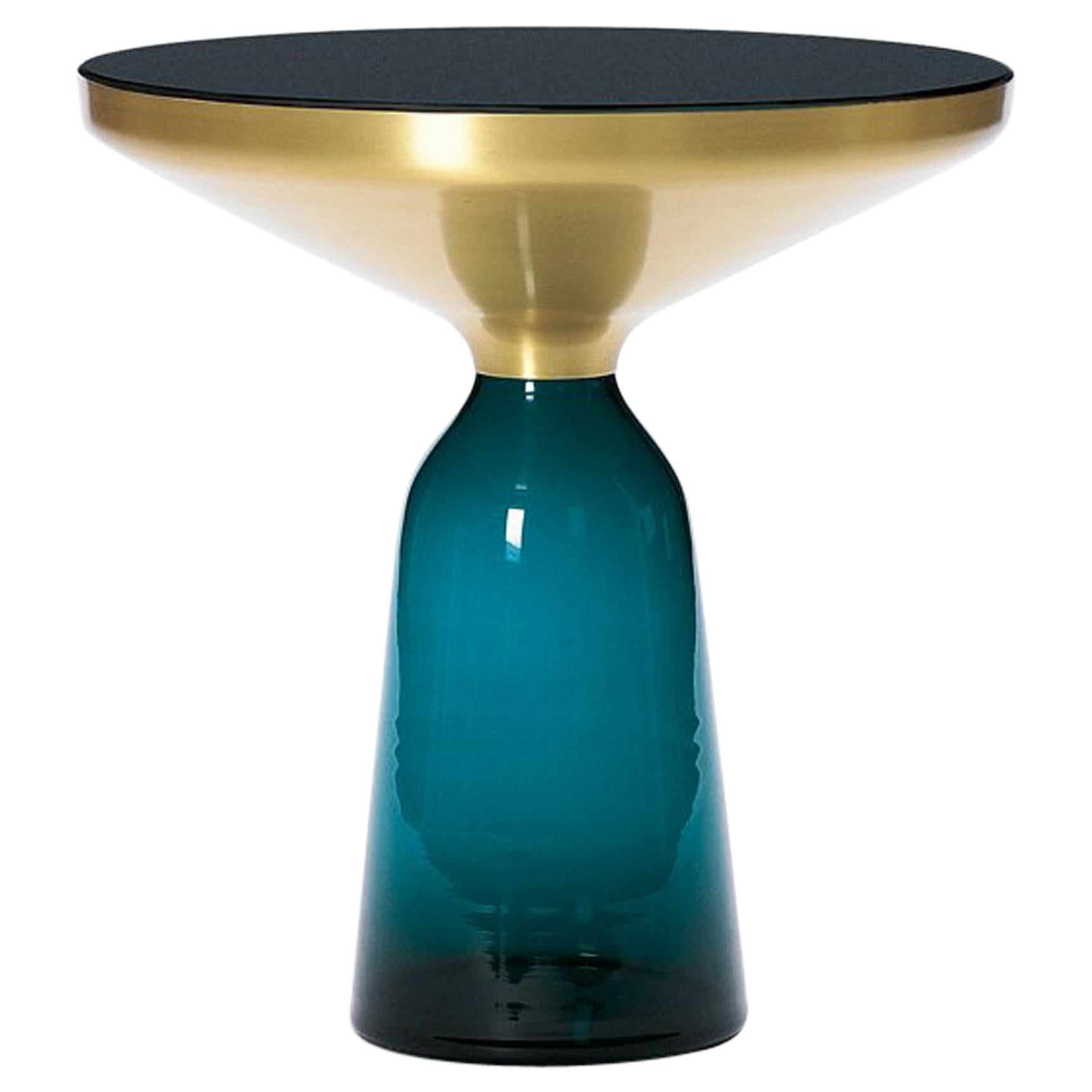 ClassiCon Bell Side Table in Brass and Montana Blue by Sebastian Herkner