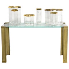 Set of Italian Crystal and Brass Vases