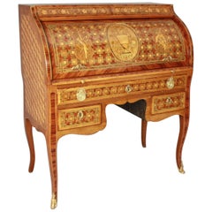 Louis XV Transition Period Marquetry Cylinder Bureau