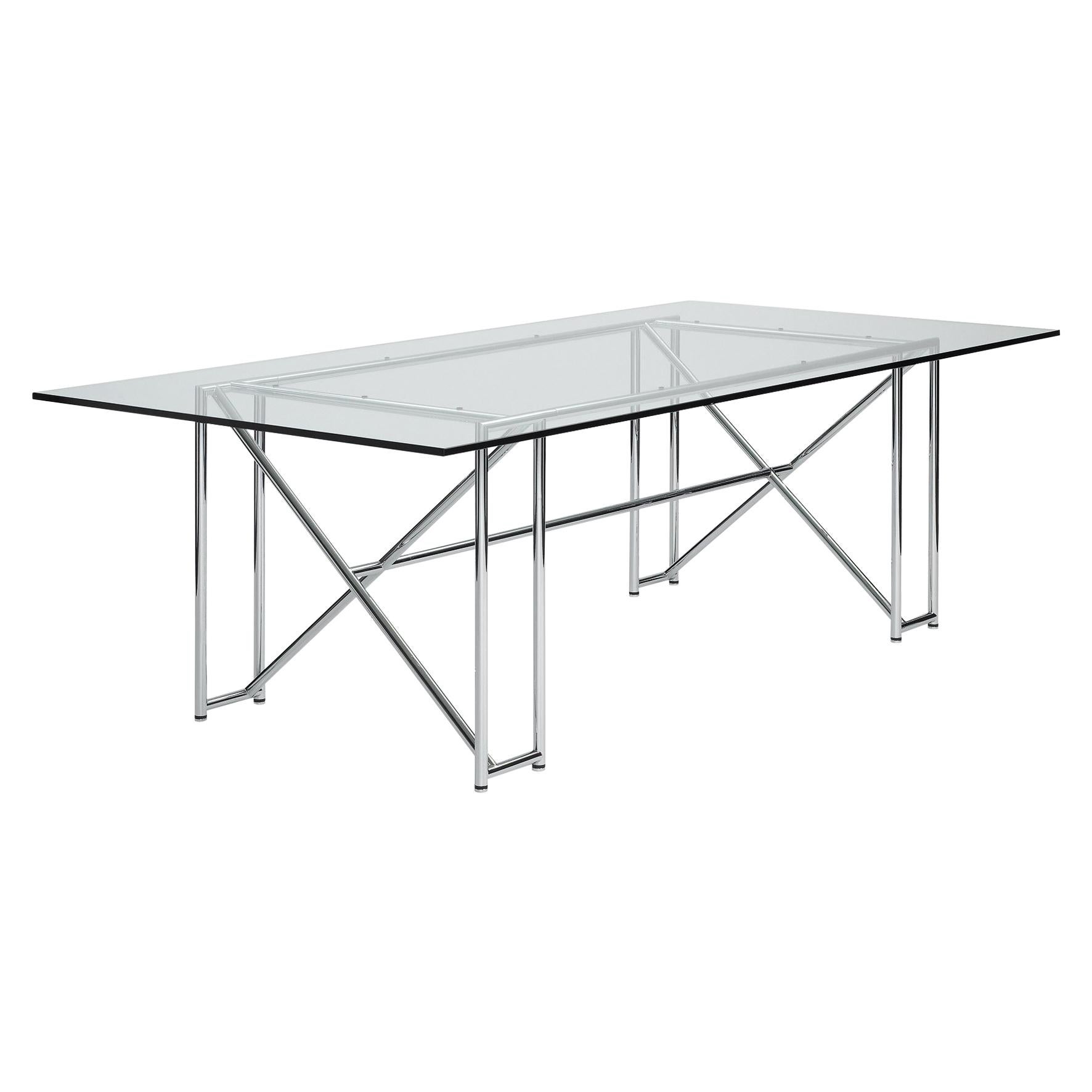 ClassiCon Double X Table in Crystal Glass by Eileen Gray
