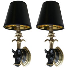Pair of French Mid-Century Horse Sconces