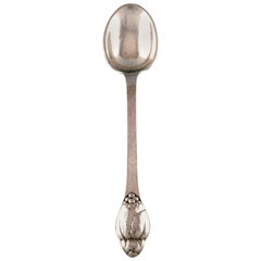 Evald Nielsen Number 6, Large Tea Spoon in Full Silver, 1920s, 7 Pieces