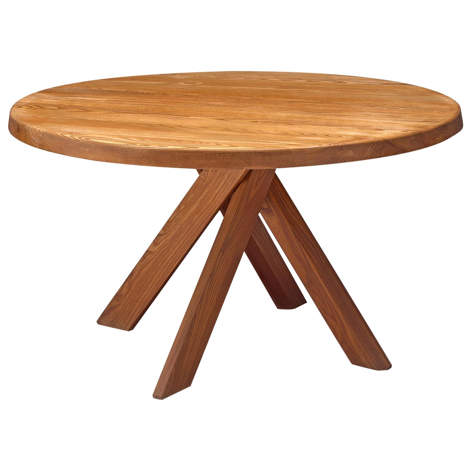 Pierre Chapo 'Sfax' Round Dining Table in Solid Elm
