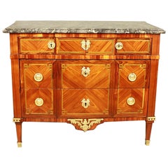 Antique 18th Century French Louis XVI Breakfront Commode, circa 1770, stamped by FCFranc