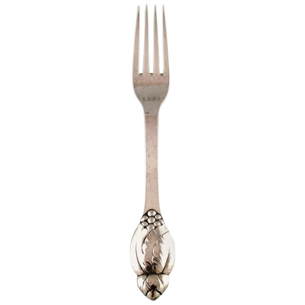 Set of 8 Evald Nielsen Number 6 Lunch Forks in All Silver, 1920s