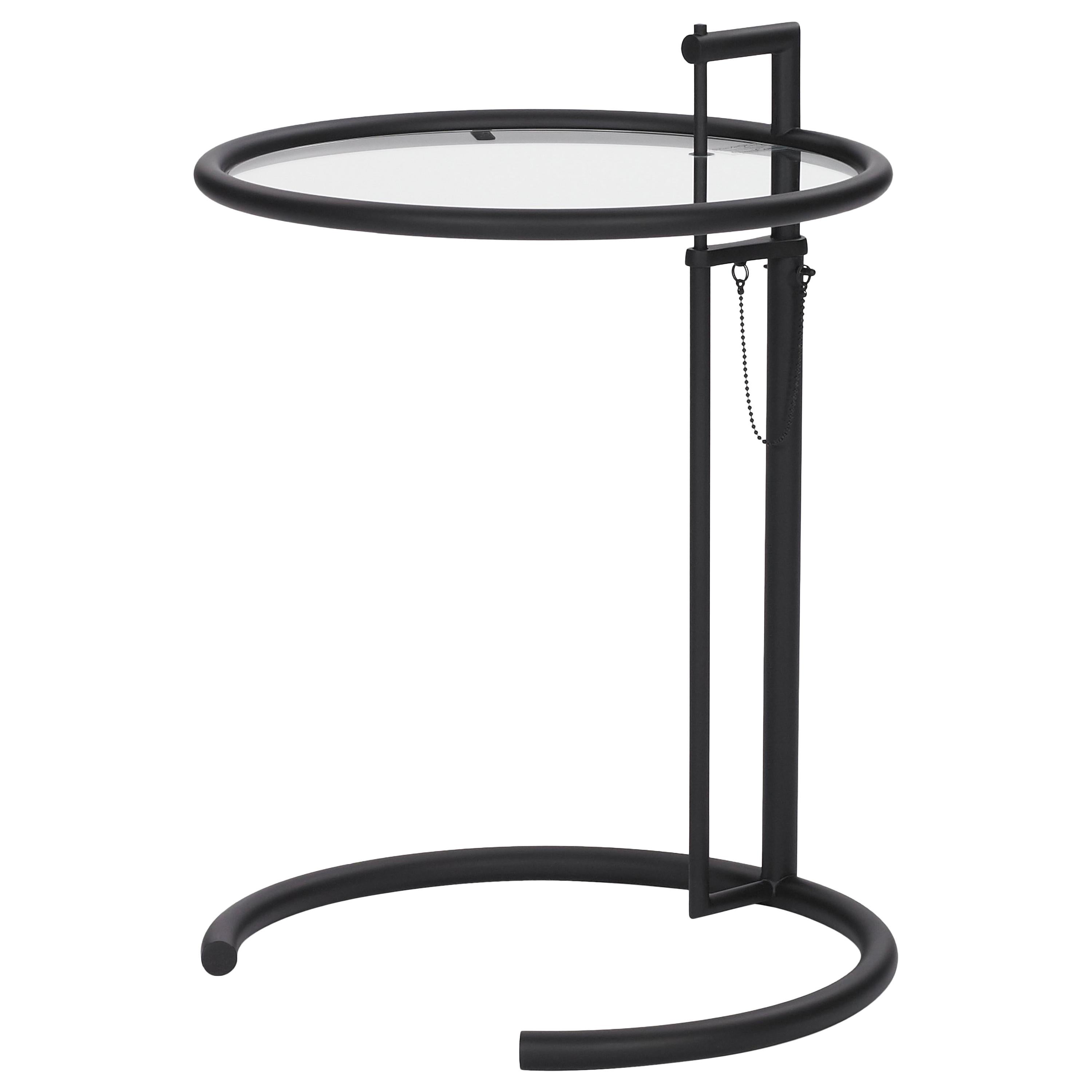ClassiCon Adjustable Table E 1027 in Black and Crystal by Eileen Gray
