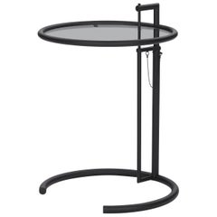 ClassiCon Adjustable Table E 1027 in Black and Smoked Glass by Eileen Gray