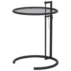 Table réglable ClassiCon E 1027 en noir et verre fumé par Eileen Gray