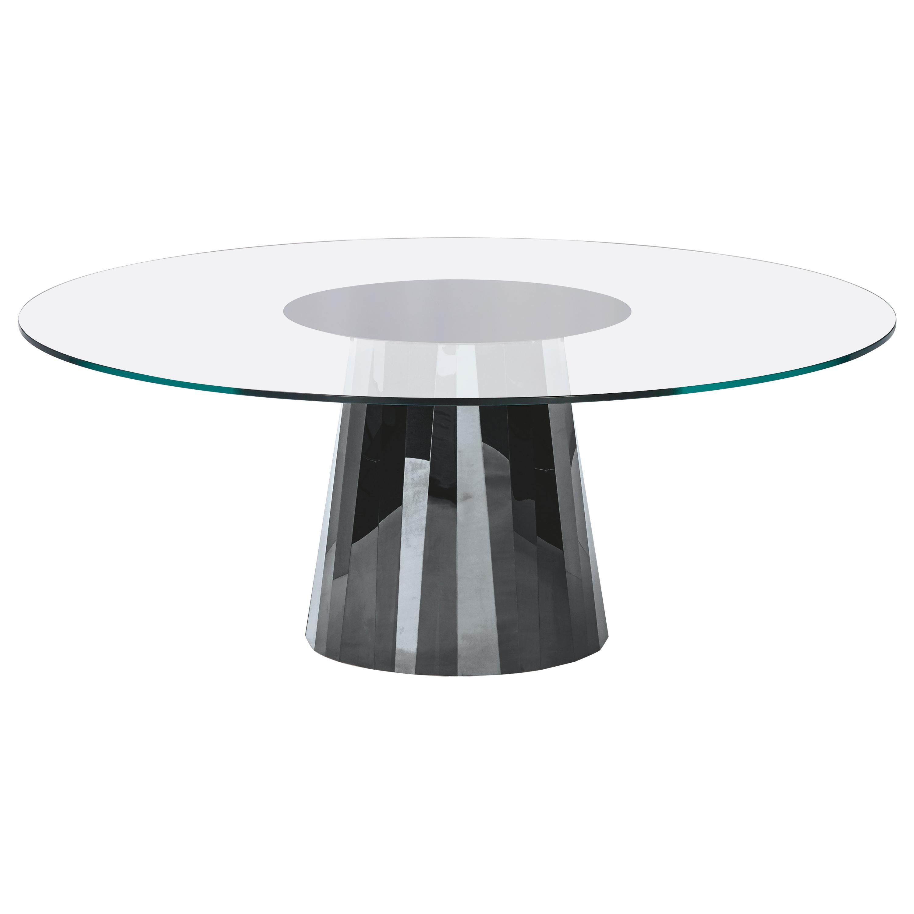 ClassiCon Pli Table in Black with Crystal Glass Top by Victoria Wilmotte
