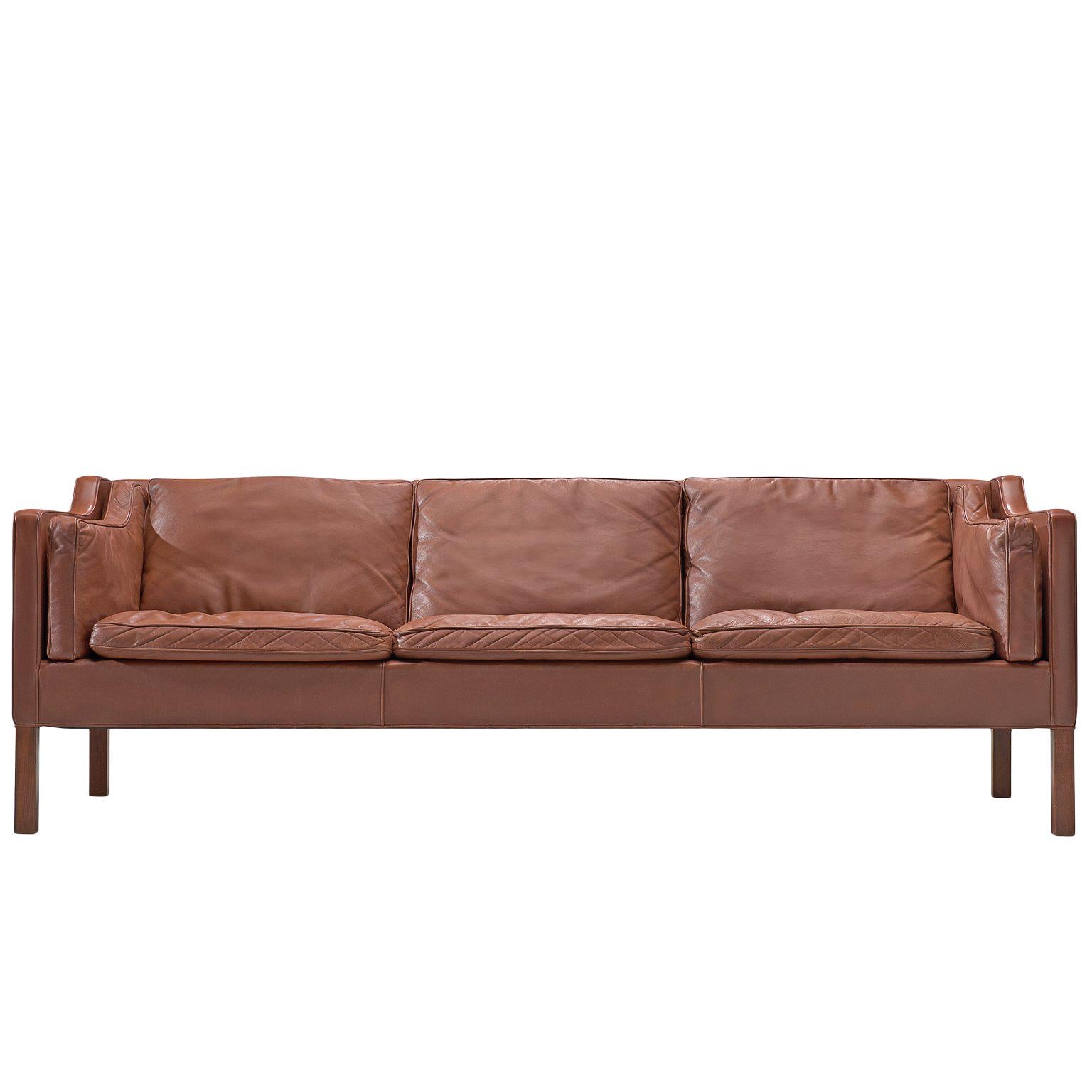 Børge Mogensen 2213 Sofa in Brown Leather 