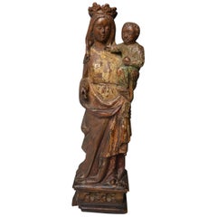 Superb Flemish 17th Century Madonna and Child Carving