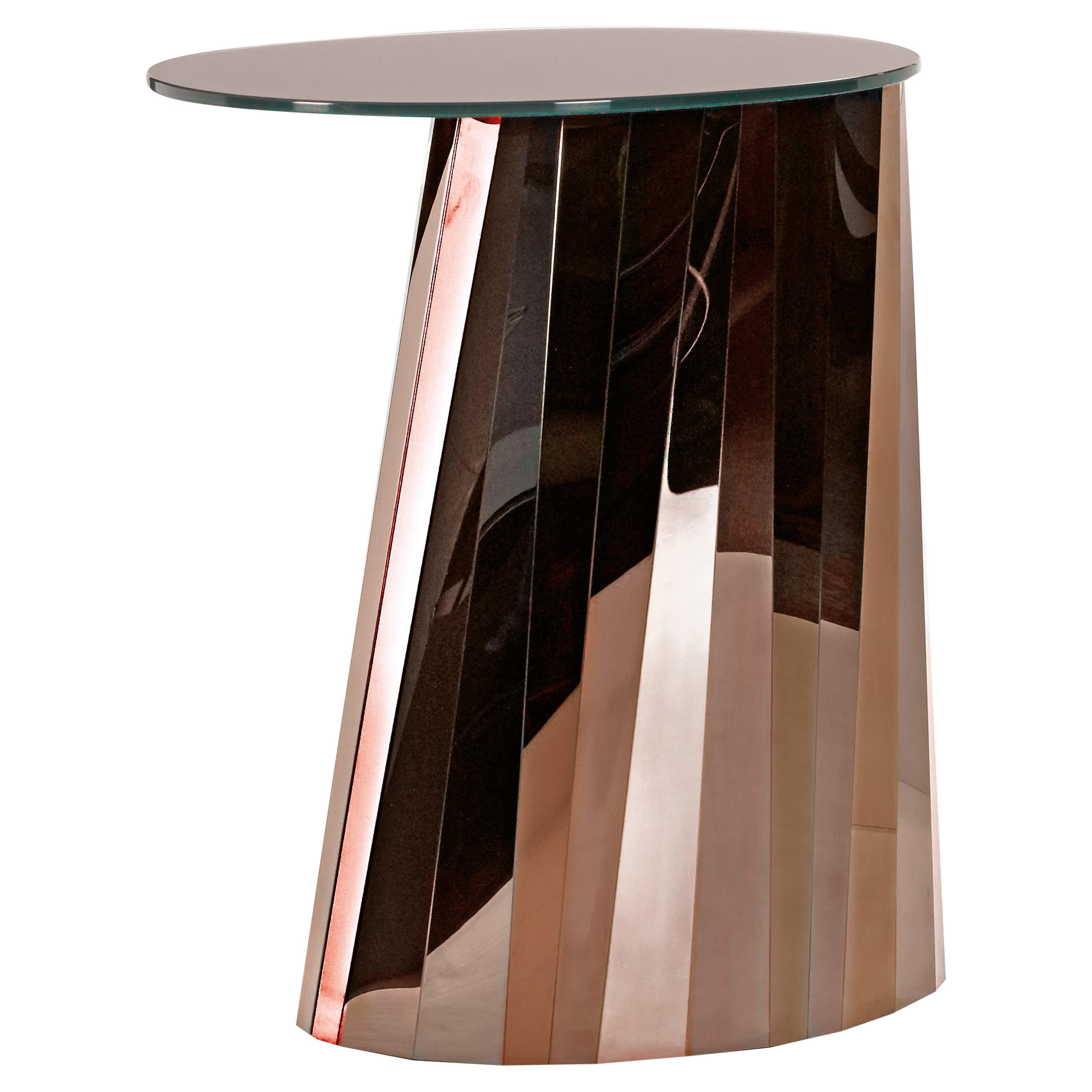 ClassiCon Pli High Glass Top Side Table in Bronze by Victoria Wilmotte