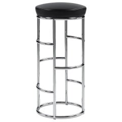 ClassiCon Satish Bar Stool in Black Leather & Chrome by Eckart Muthesius
