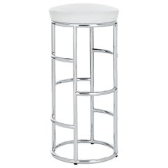 ClassiCon Satish Bar Stool in White Leather and Chrome by Eckart Muthesius
