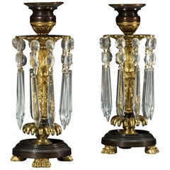 Antique Pair of Regency Brass Lustres