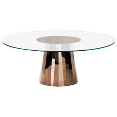 ClassiCon Pli Table in Bronze with Crystal Glass Top by Victoria Wilmotte