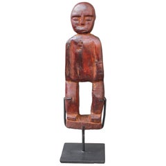 Midcentury Sculpted Wooden Traditional Figure from Timor Island, Indonesia