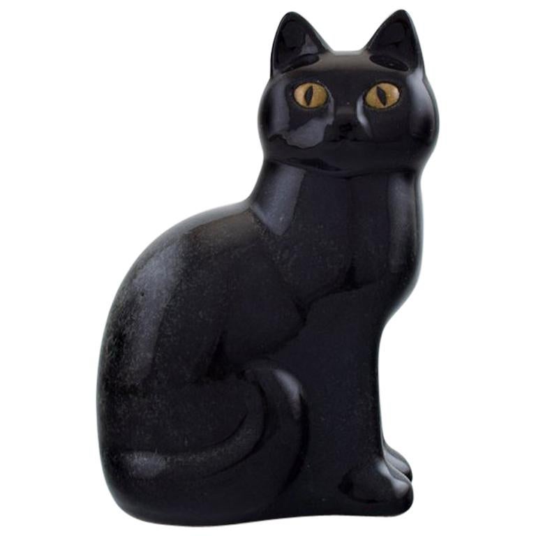 Lisa Larson for Gustavsberg, Stoneware Figure of Black Sitting Cat