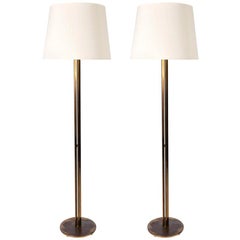 Pair of French 1970s Brass Floor Lamps