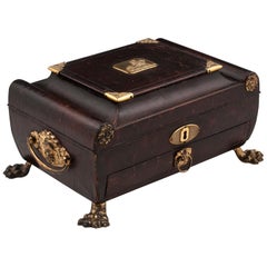 Regency Antique Leather Sewing Box, 19th Century