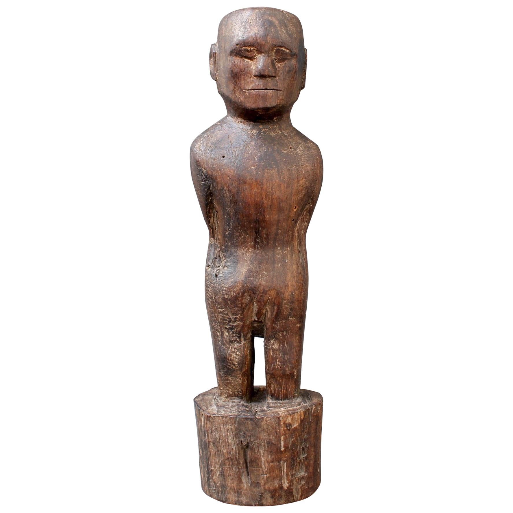 Wooden Carving or Sculpture of Standing Ancestral Figure from Timor, Indonesia