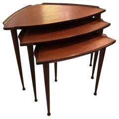 Chic Set of Danish Mid-Century Modern Triangular Nesting Tables