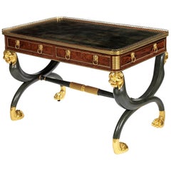 Regency Brass-Mounted Rosewood, Ebonized and Parcel-Gilt Writing Table