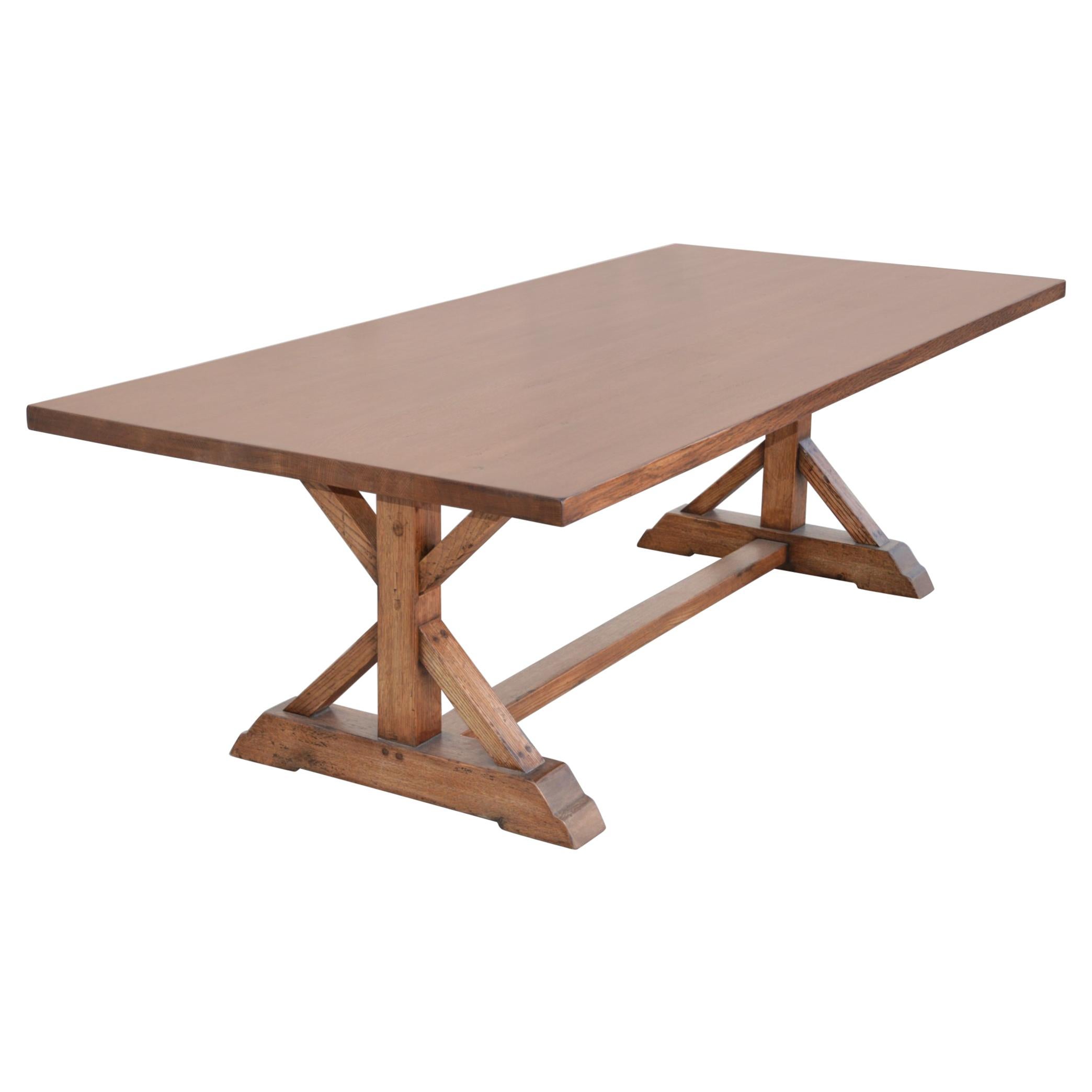 Table de ferme Elsa en chêne blanc vintage (aspect actuel) en vente