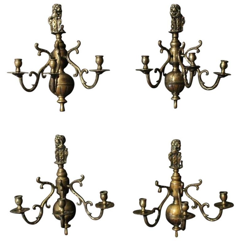 Dutch 19th Century Set Of 4 Bronze Antique Sconces At 1stdibs Bronze Antique Sconces At 1stdibs