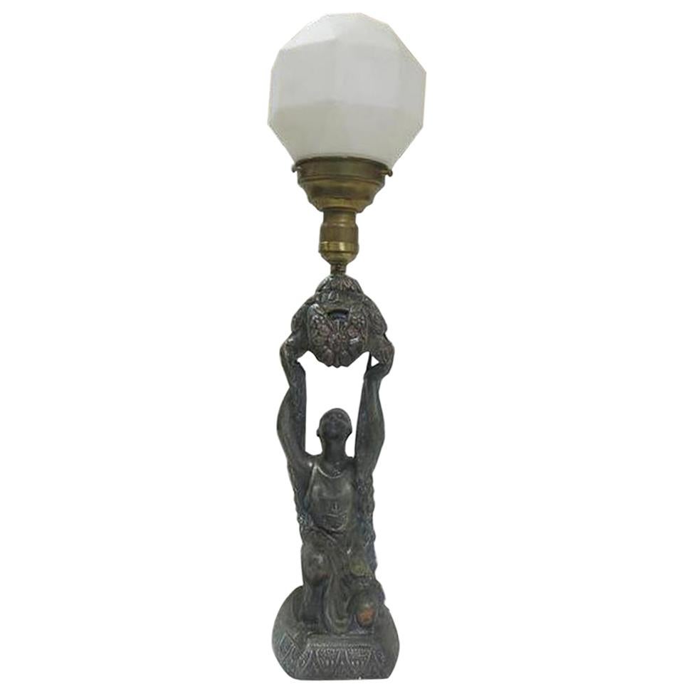 Art Deco Spelter Joan of Arc Table Lamp by La Belle