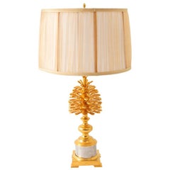 Maison Charles, “Pine Cone” Lamp in Gilt and Silvered Bronze, 1970s