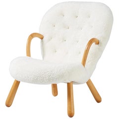 Philip Arctander Sheepskin Clam Chair, 1950s