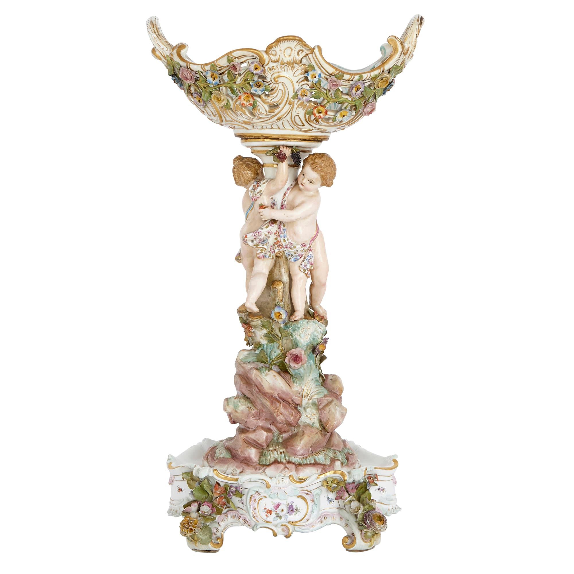 Antique Porcelain Centrepiece with Cherubs, by Meissen