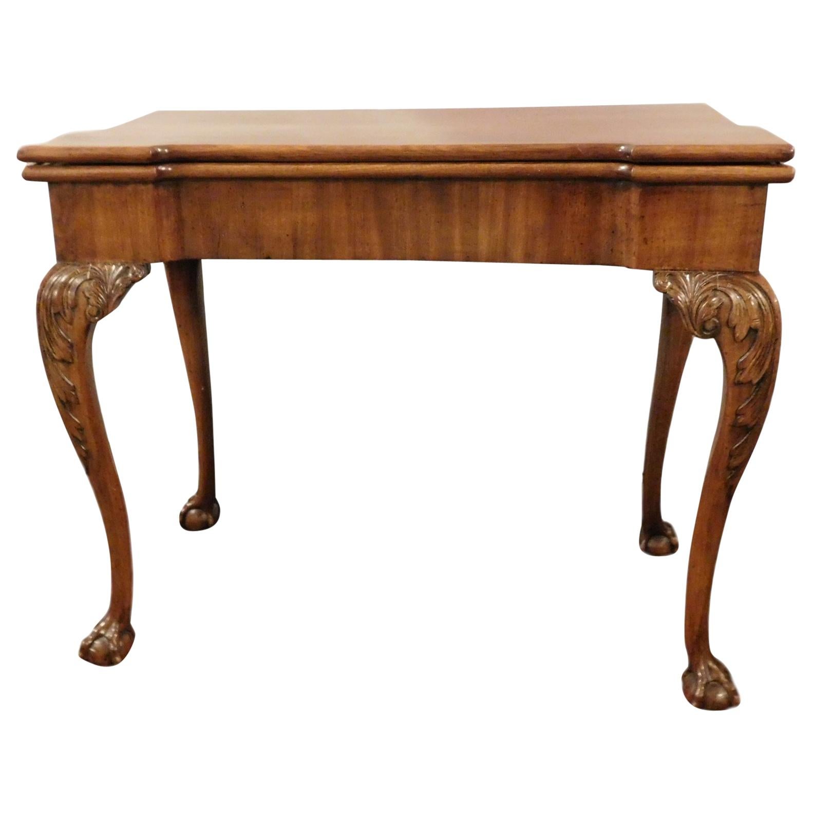 George II Chippendale Period Mahogany Concertina Action Card Table, England 1755 For Sale