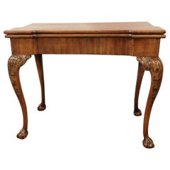 Used George II Chippendale Period Mahogany Concertina Action Card Table, England 1755