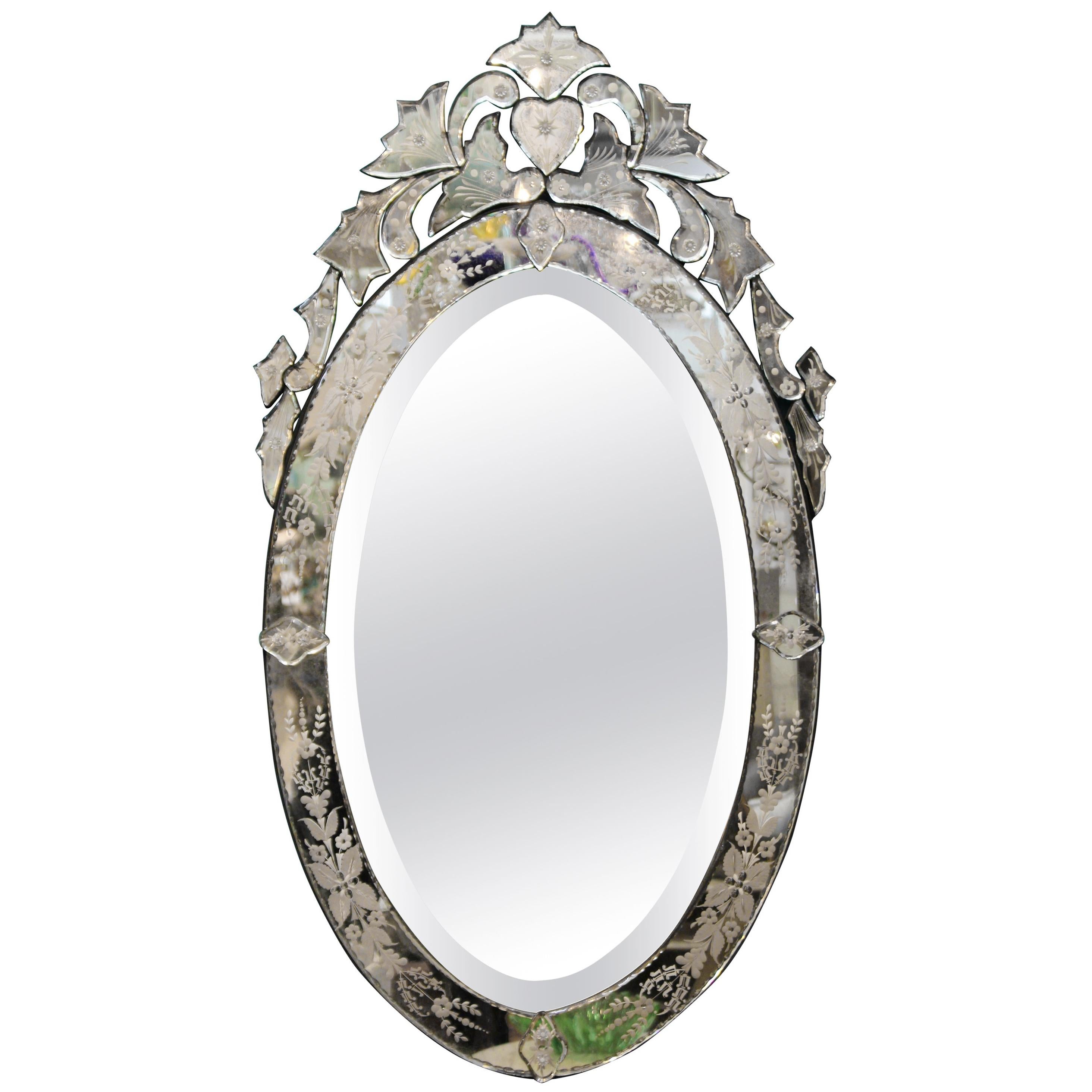 Hollywood Regency Oval Venetian Mirror