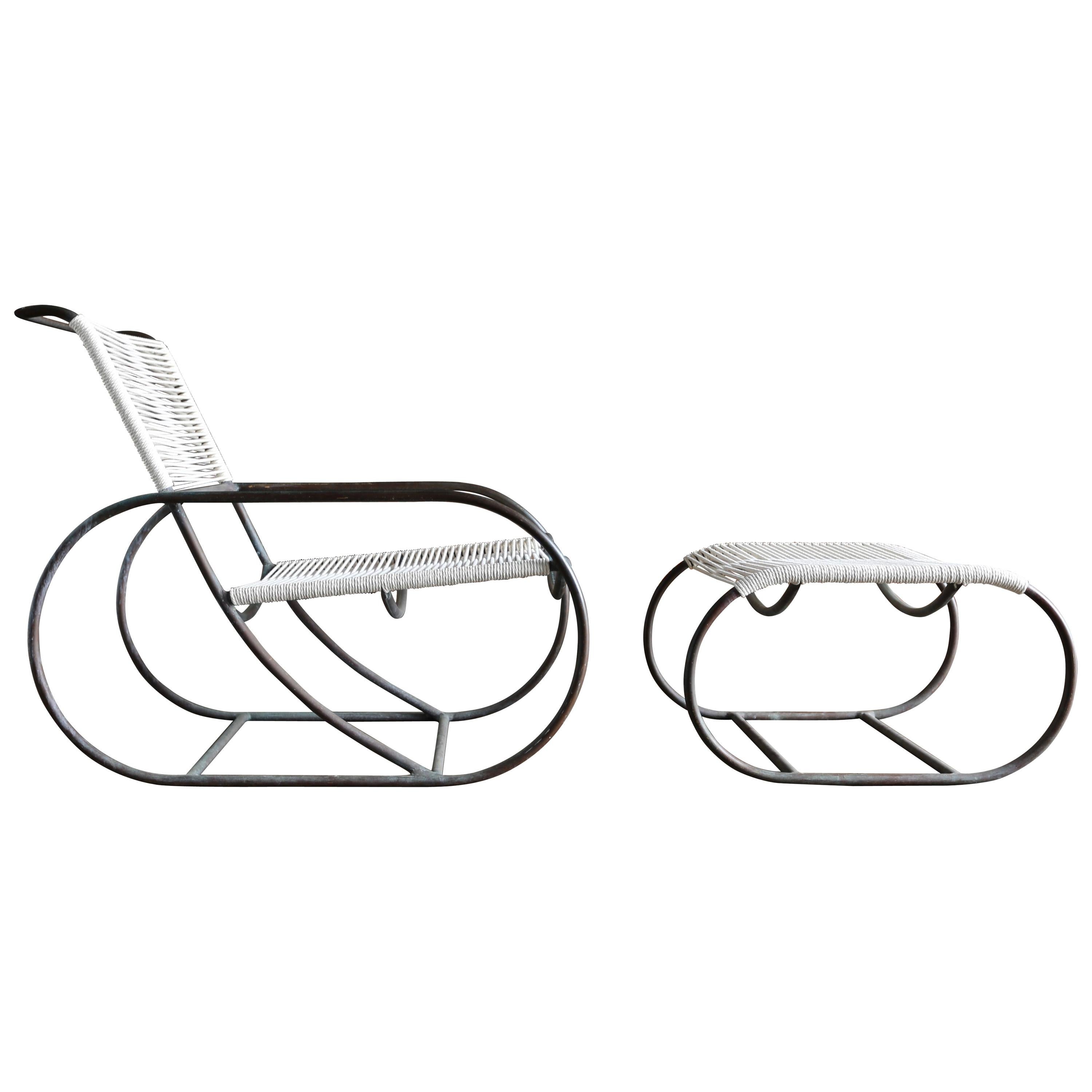  Bronze Outdoor Lounge Chair and Ottoman by Kipp Stewart for Terra of California