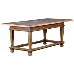 Danish Baroque Style Table with Red Stone Tabletop